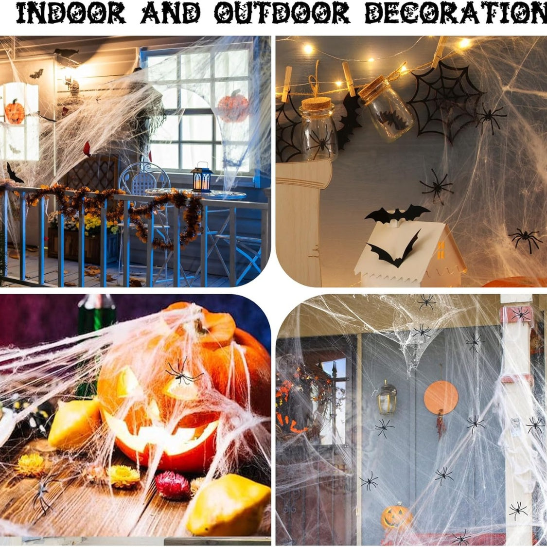 Spider Webs and 50PCS Fake Spiders Super Stretch Cobwebs Party Decorate for Halloween - Discount Halloween City