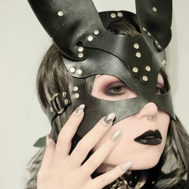 Leather-made Rabbit-ear Headdress Decoration Mask - alternate view 3