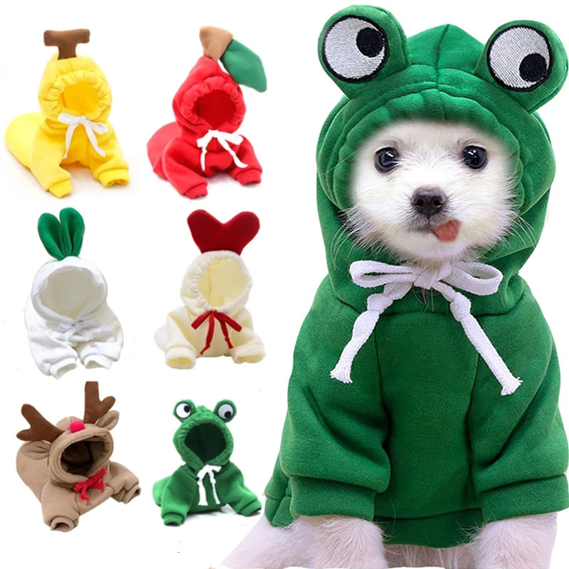 Cute Fruit Dog Clothes for Small Dogs Hoodies Winter Warm - Discount Halloween City