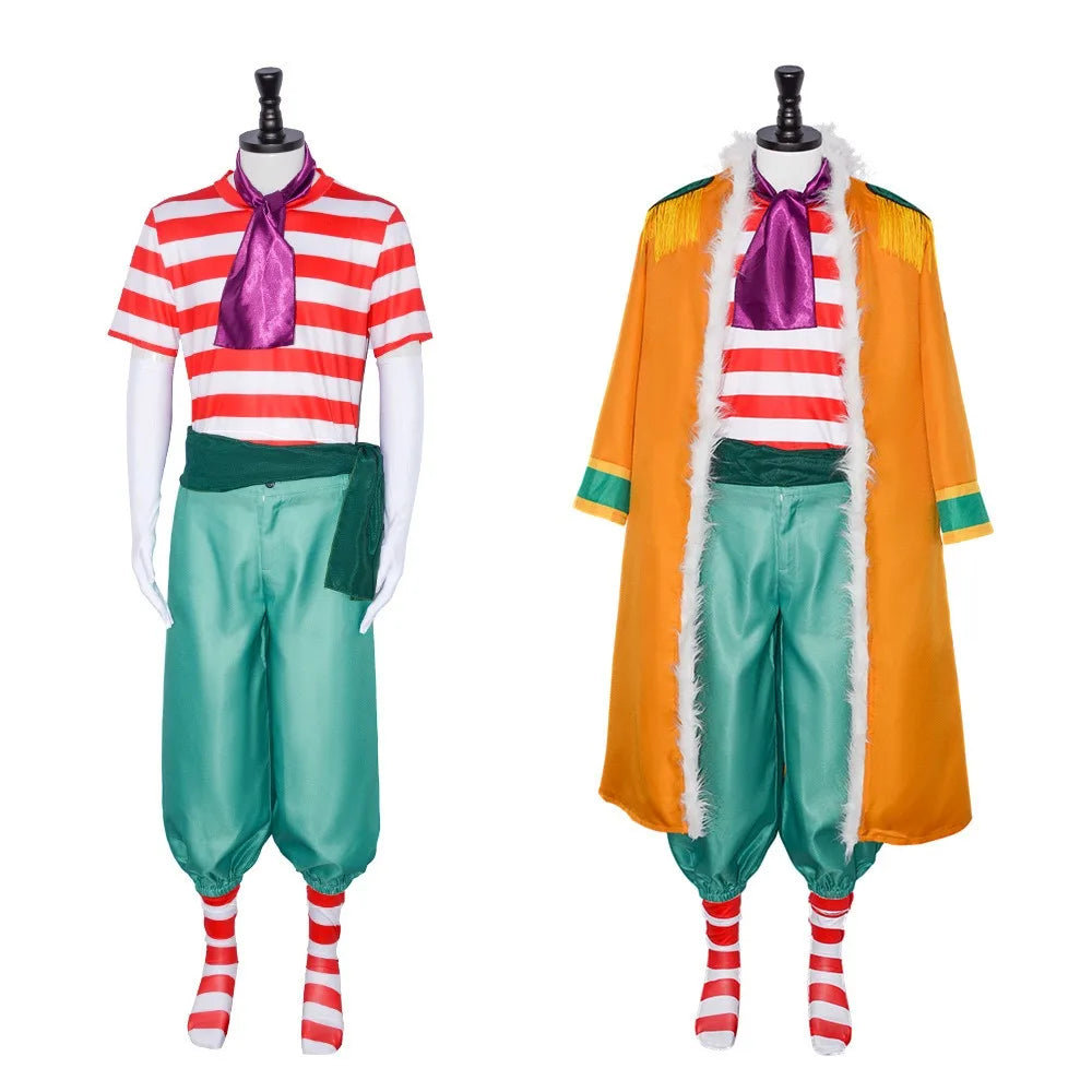 Clown Buggy Costume Buggy's Pirate Captain Outfit Halloween Clown Costume for Men - Gold / L