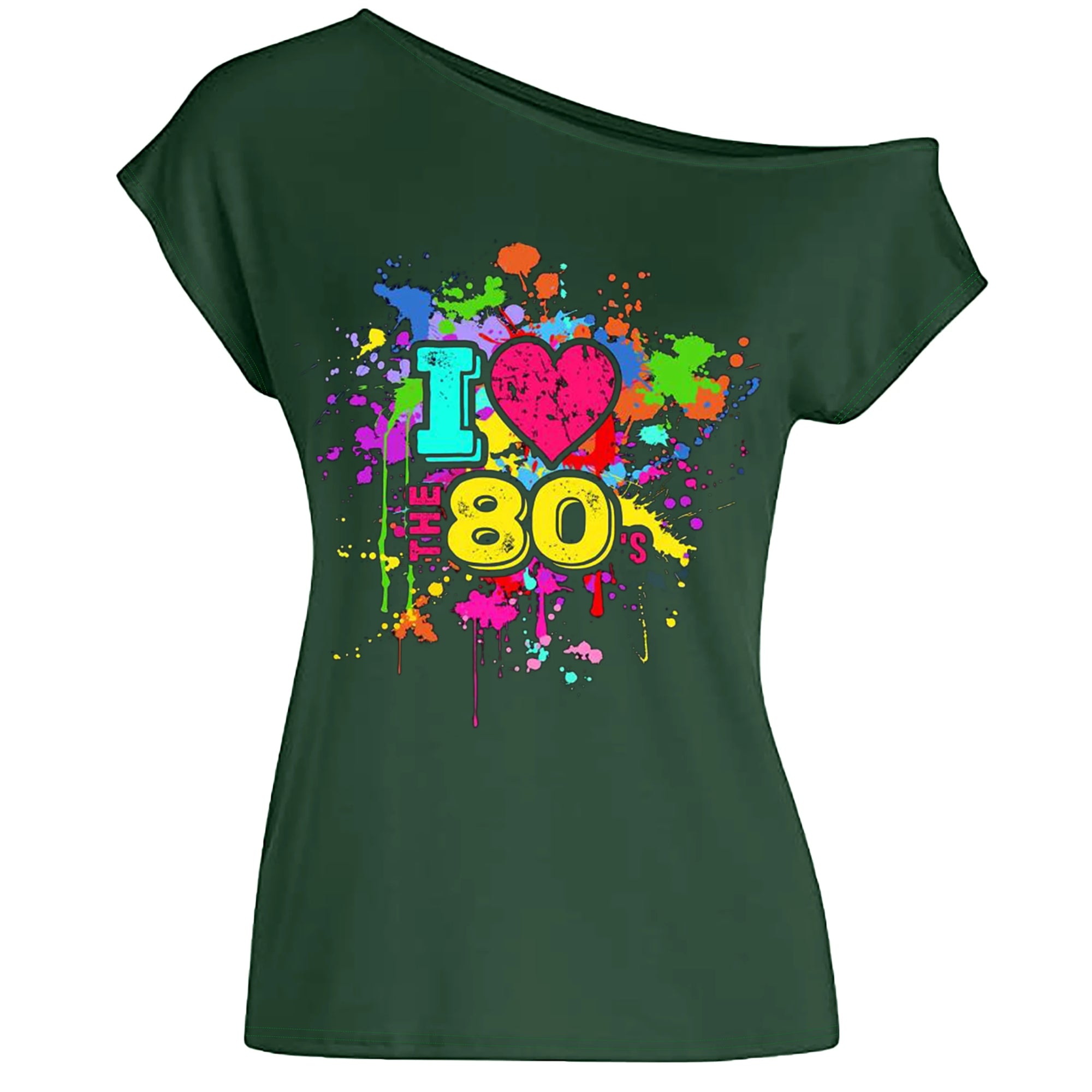 80s Costume Outfit for Woman Love off the Shoulder T Shirts Novelty Top Clothes for Costume - product image 6