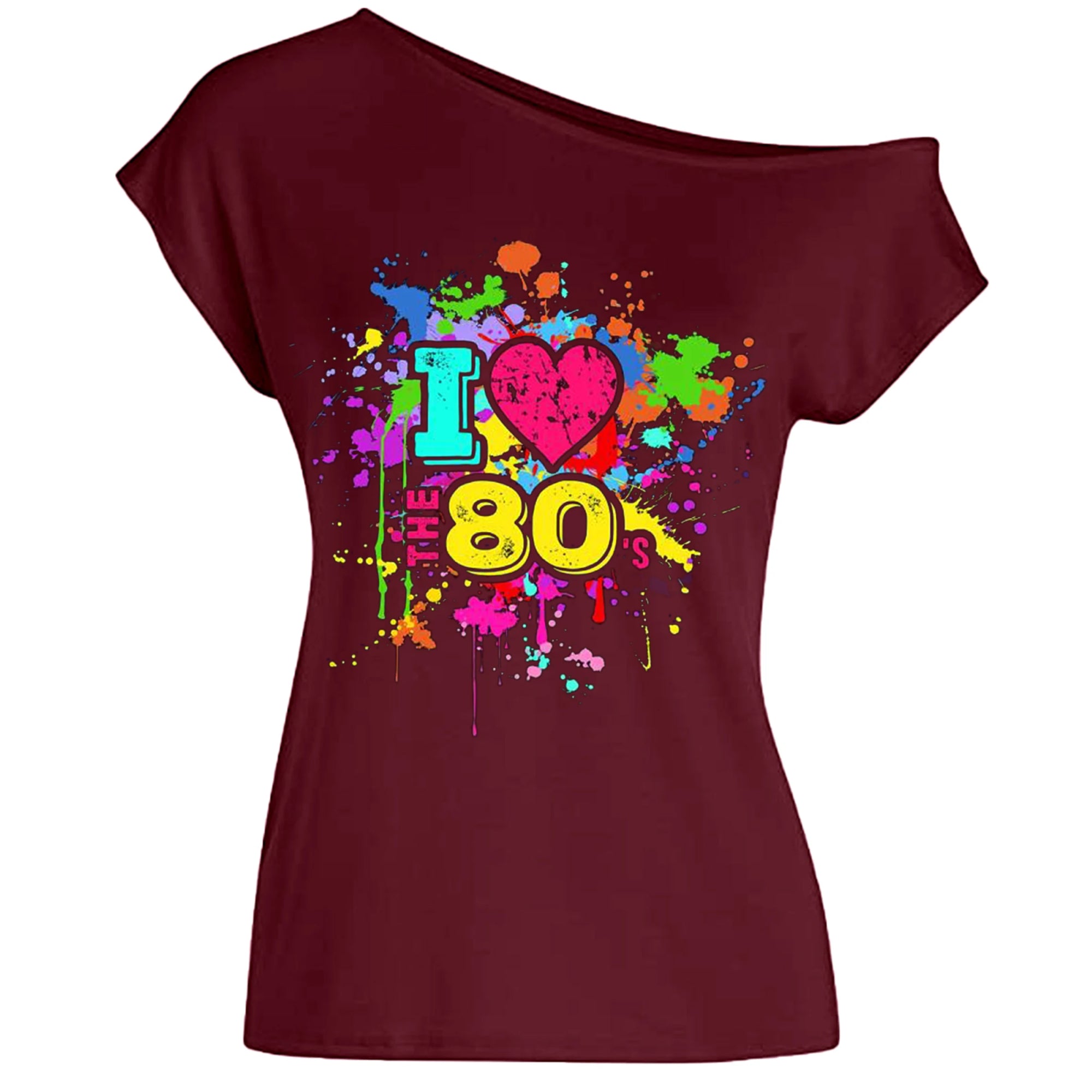 80s Costume Outfit for Woman Love off the Shoulder T Shirts Novelty Top Clothes for Costume - product image 10