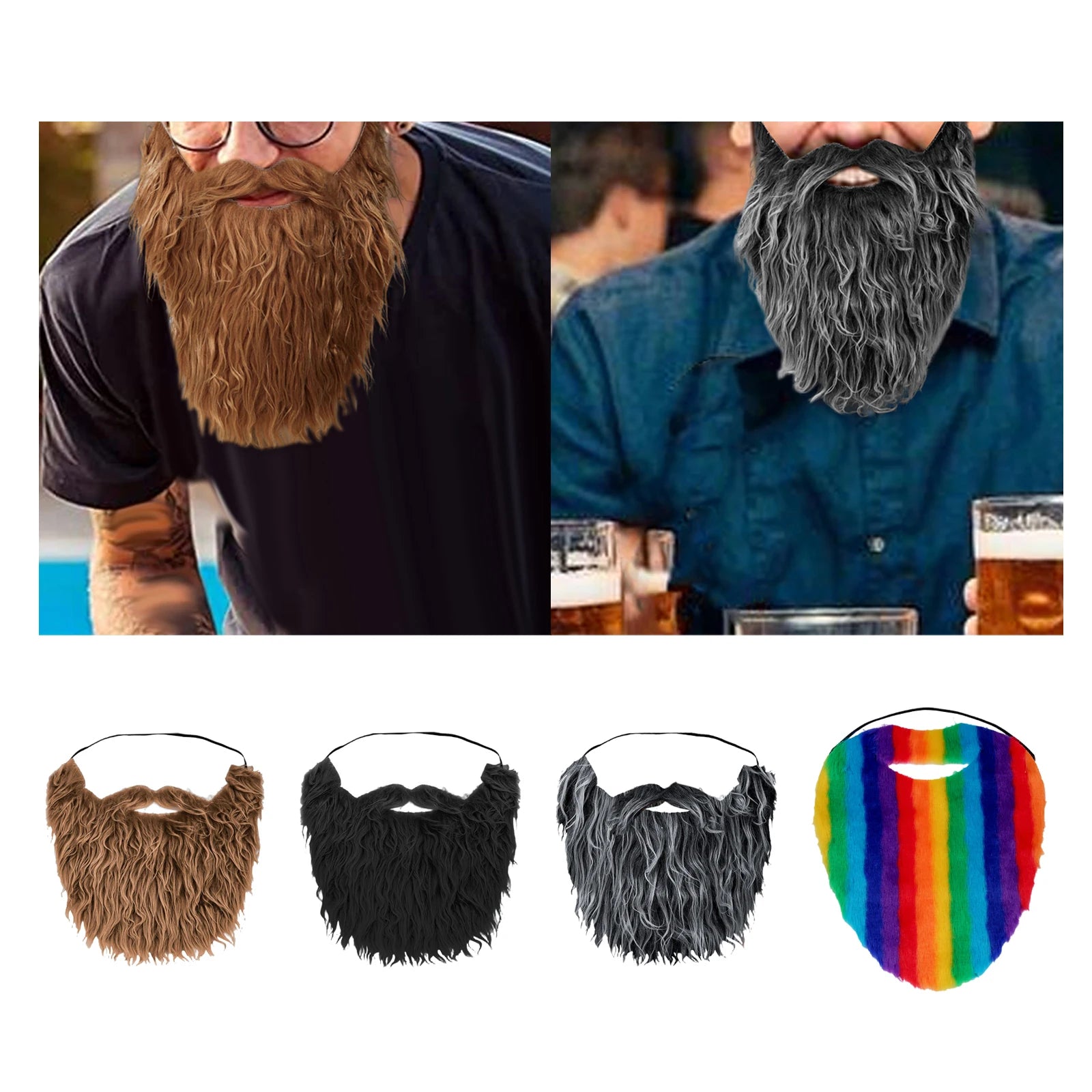 Halloween Fake Beard Adults Funny Professional Costume Accessories for Holiday Festival DIY Makeup - product image 6