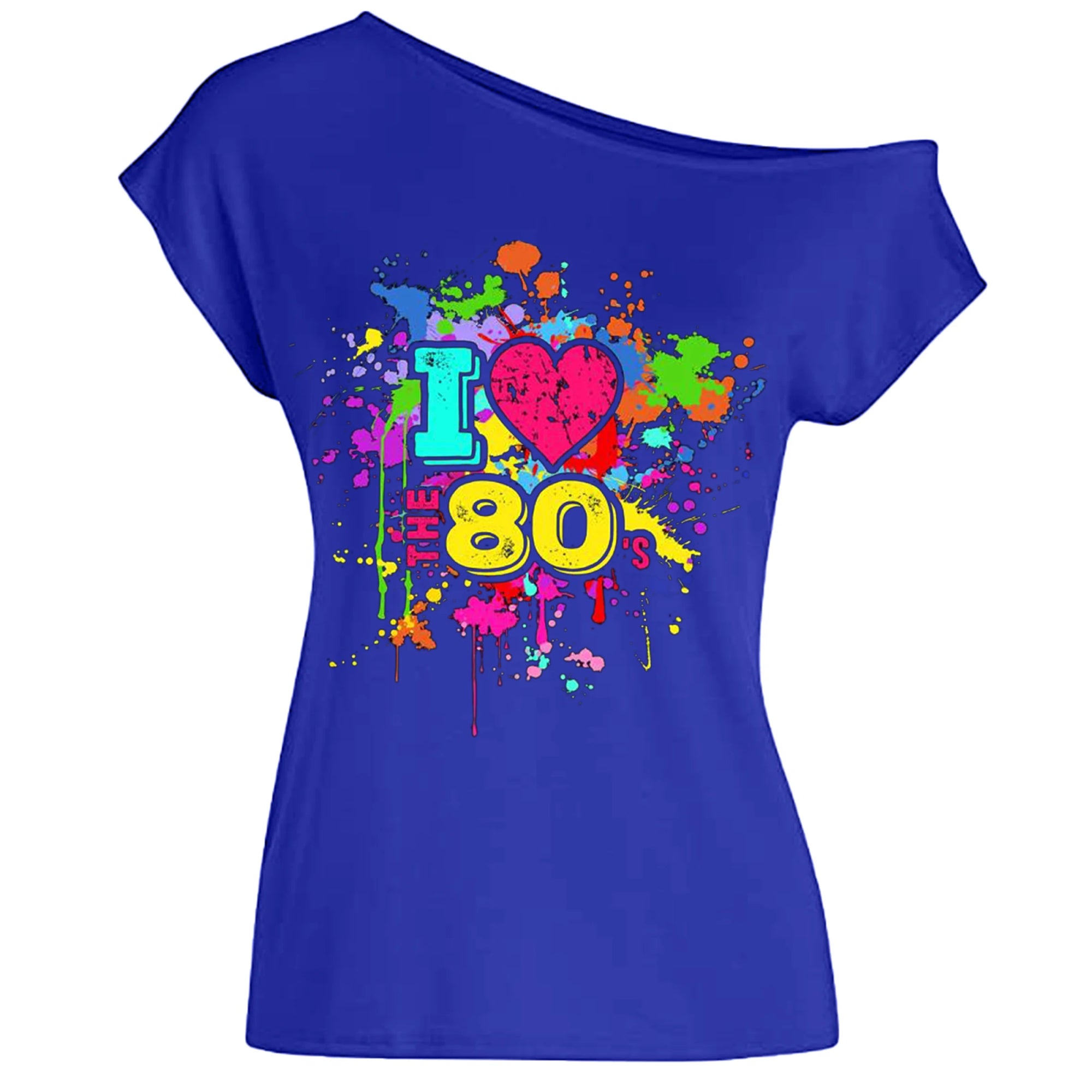 80s Costume Outfit for Woman Love off the Shoulder T Shirts Novelty Top Clothes for Costume - product image 7