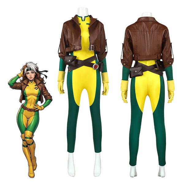Rogue Yellow Brown Comic Con Unisex Bodysuit Halloween Costume - Yellow