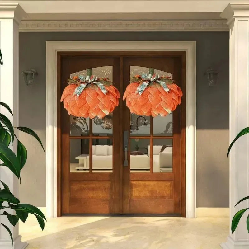 Christmas Pumpkin Wreath Harvest Door Decor