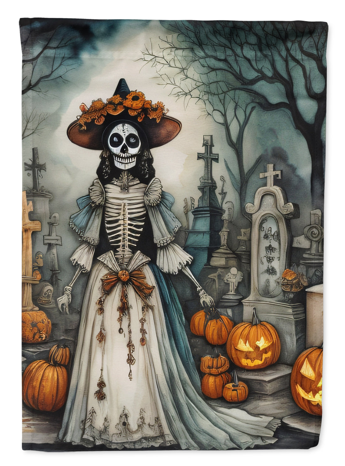 La Catrina Skeleton Spooky Halloween Garden Flag