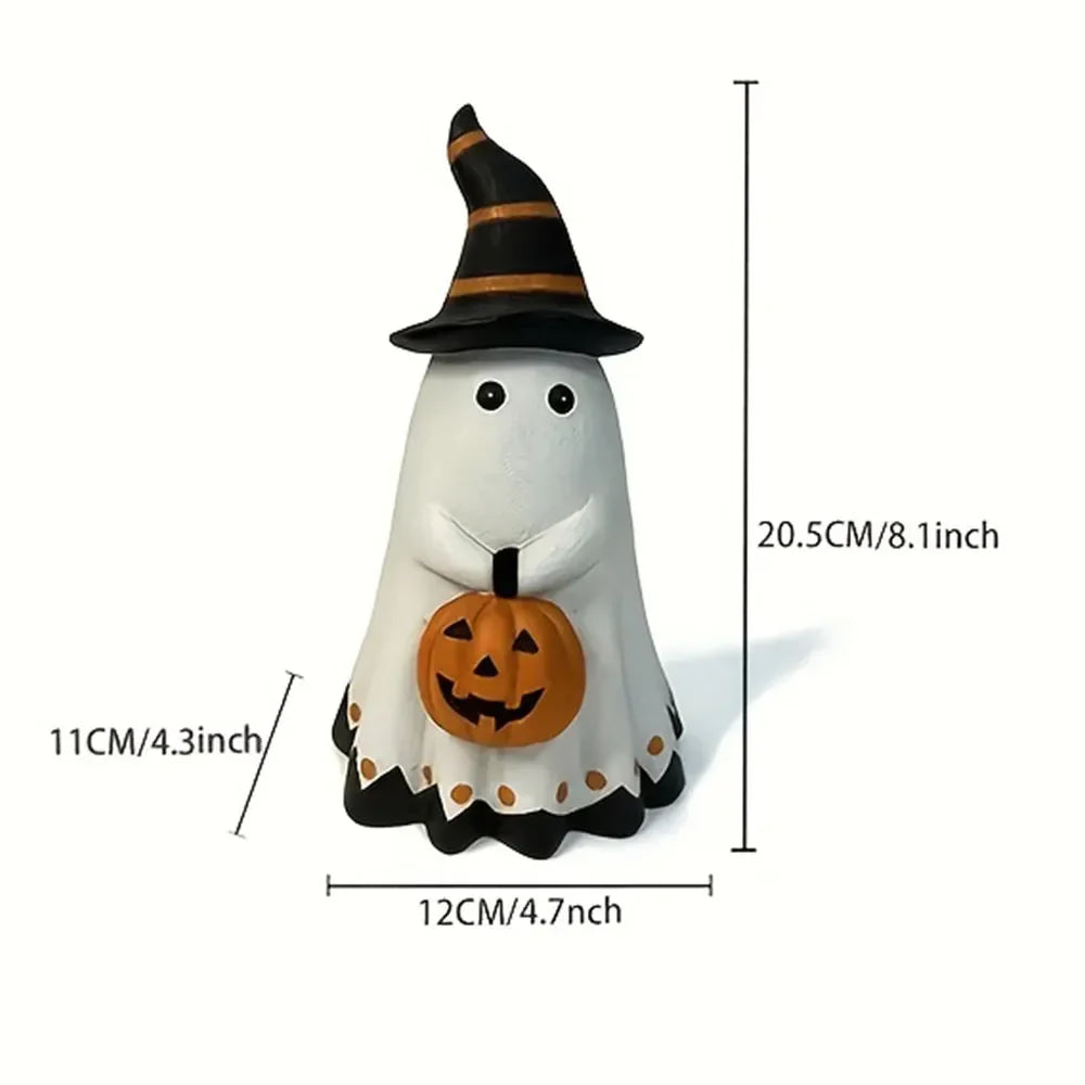 Ghost Pumpkin Figurine Halloween Resin