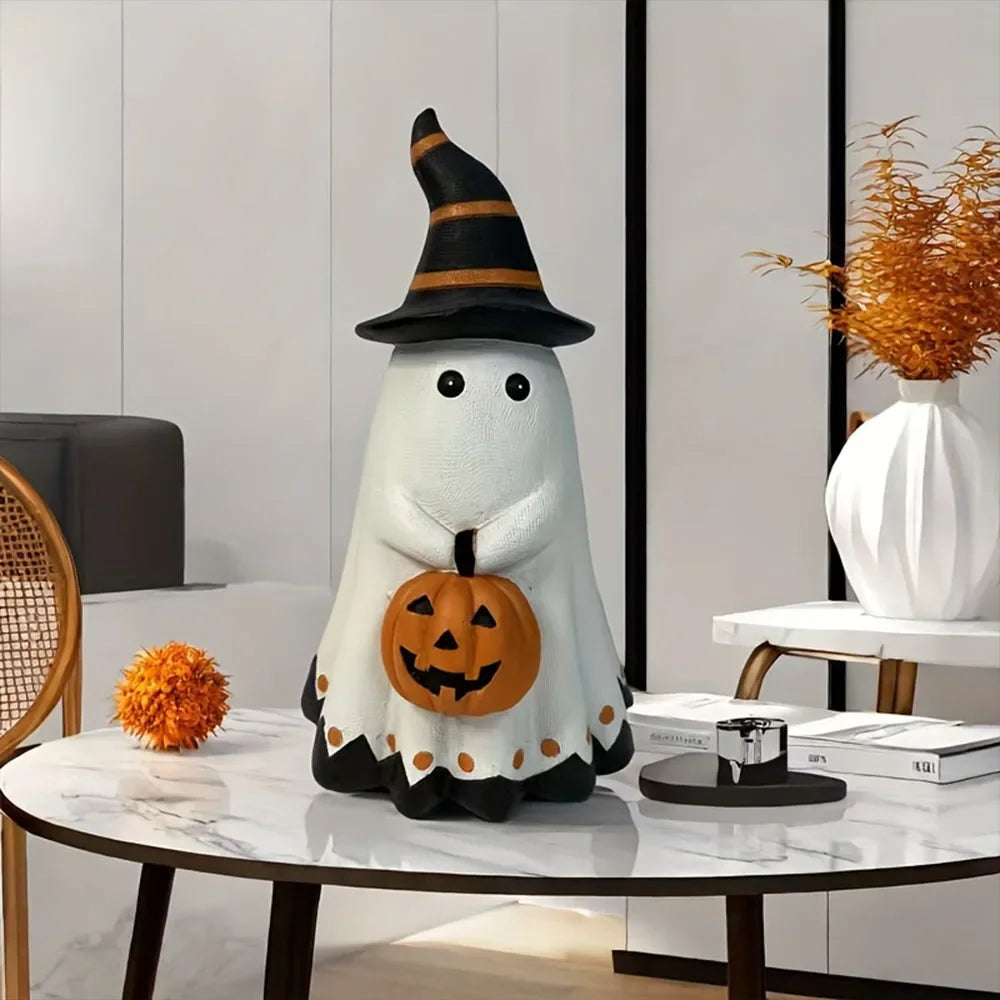 NNEOBA Ghost Pumpkin Figurine Halloween Resin