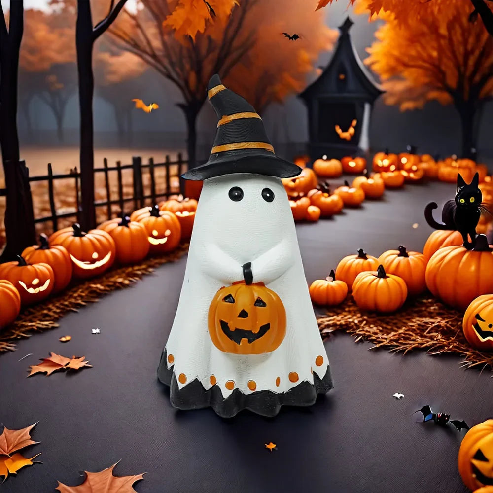 NNEOBA Ghost Pumpkin Figurine Halloween Resin