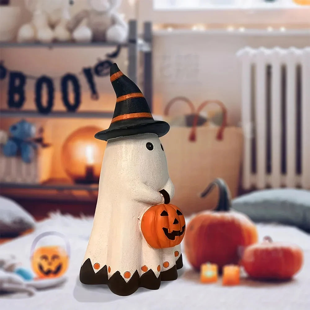 Ghost Pumpkin Figurine Halloween Resin