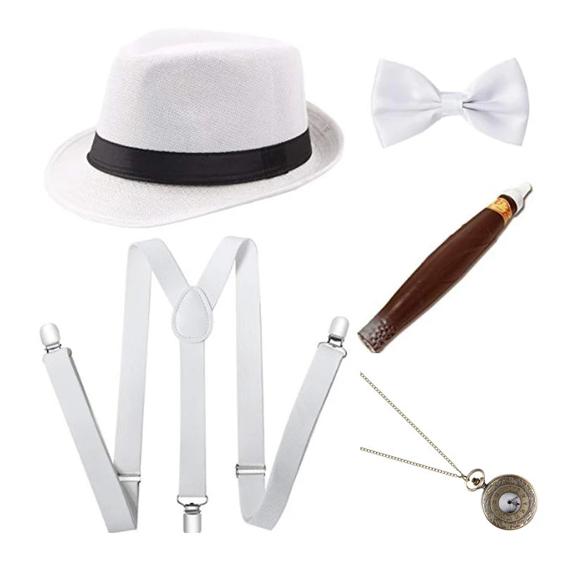 1920S Mens Great Gatsby Accessories Set Roaring 20s 30s Retro Gangster Costume tie