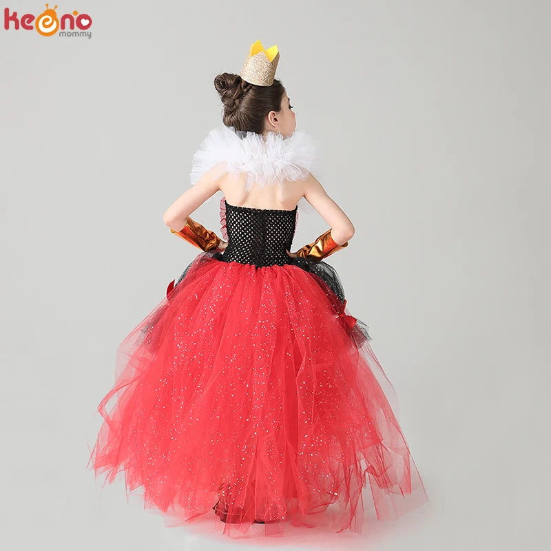 Girls Red Queen Wonderland Halloween Tutu Costume