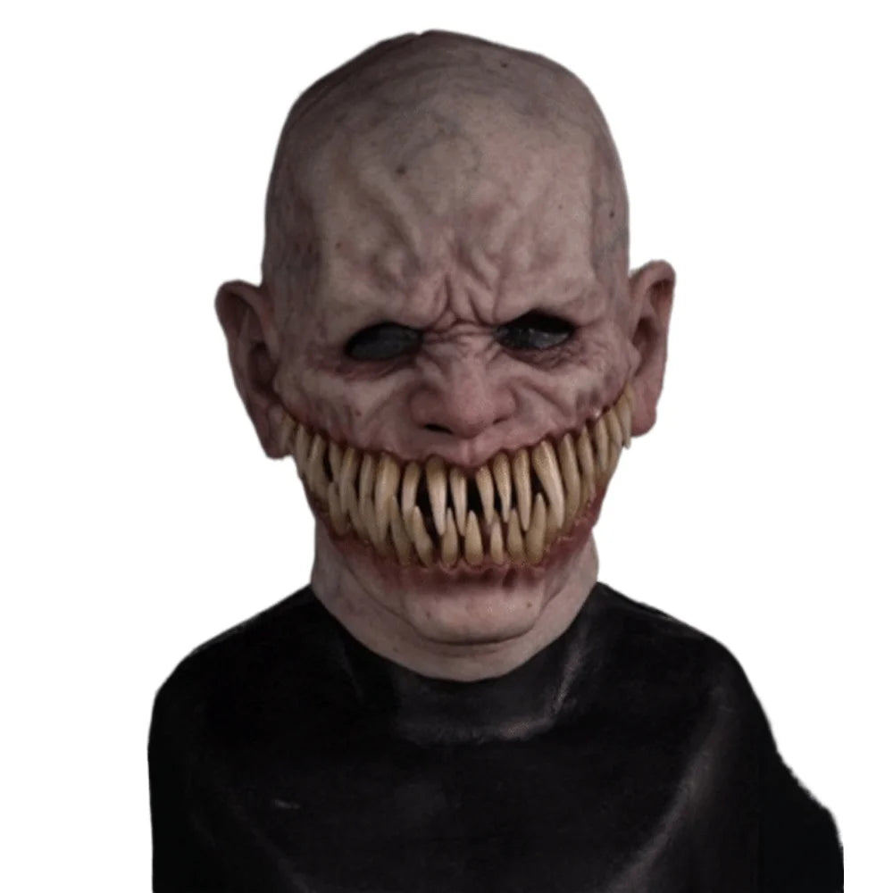 Horror Clown Mask Costume Creepy Monster Big Mouth Teeth Chompers Latex Masks Halloween - long