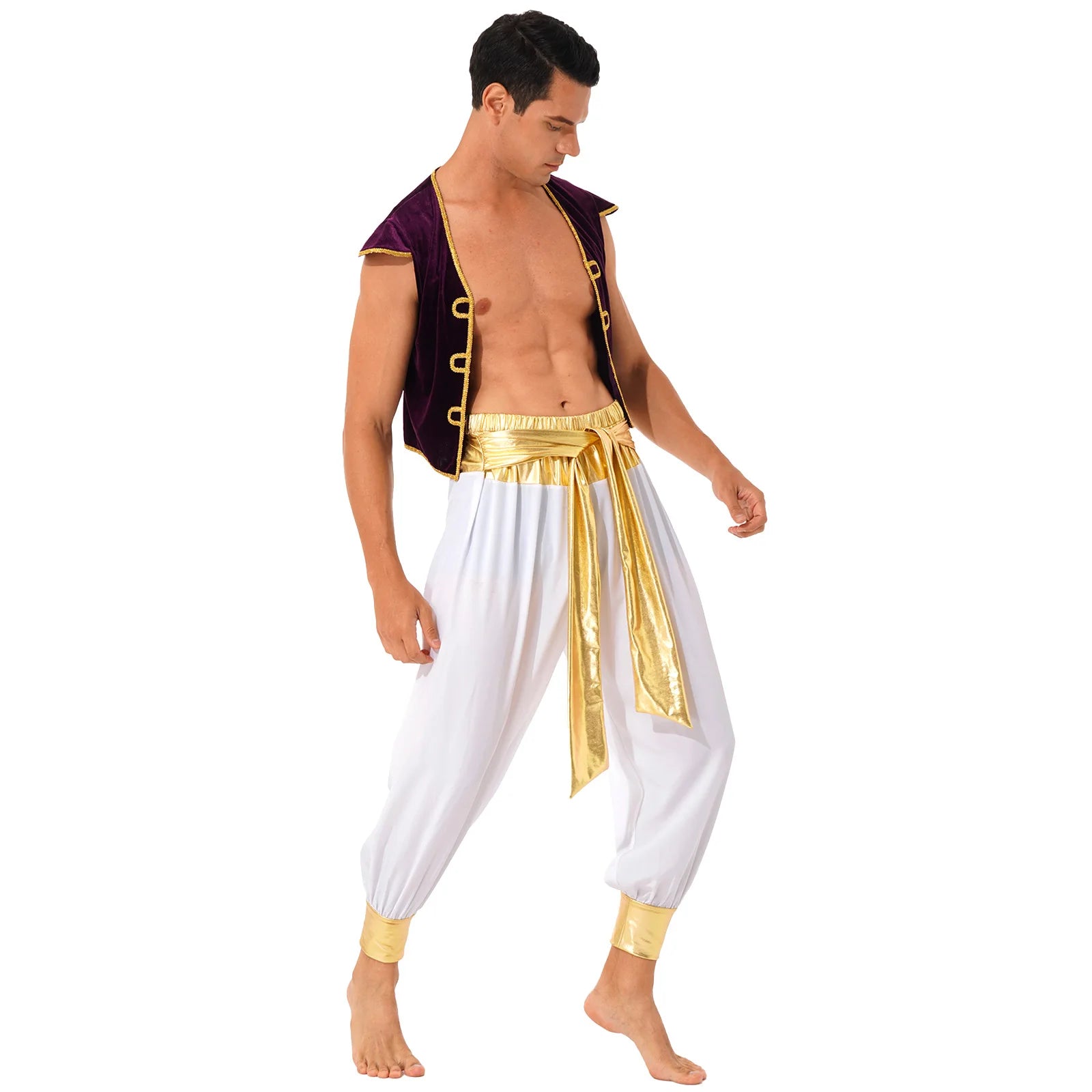 Halloween Adult Costume Complete Set Ancient Greek God Gladiator Mythical Prince Aladin - Blue D / M