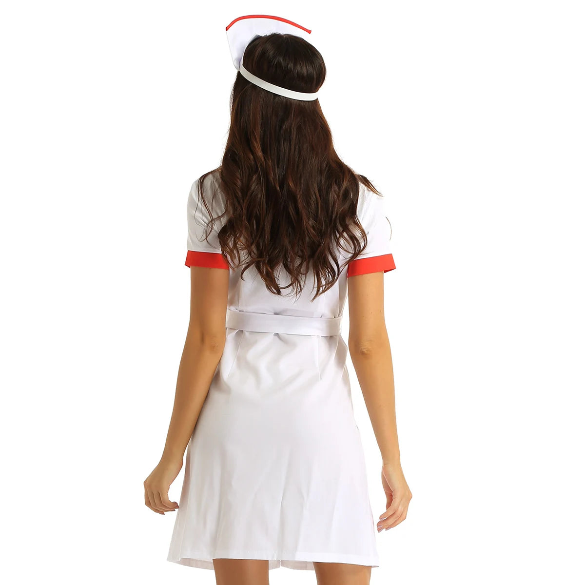 Women's Halloween Theme Party Sexy Nurse Cosplay Costume Short Sleeve Lapel Collar - Discount Halloween City