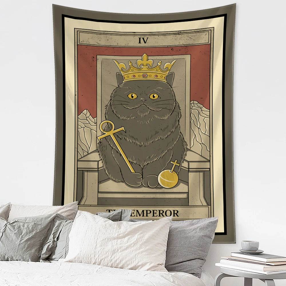 Mystical Cat Tarot Witchcraft Tapestry