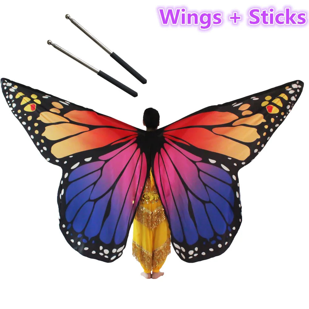 Belly Dance Butterfly Wings Kids Performance Stage Wear Women Dancer Clothes Adult
