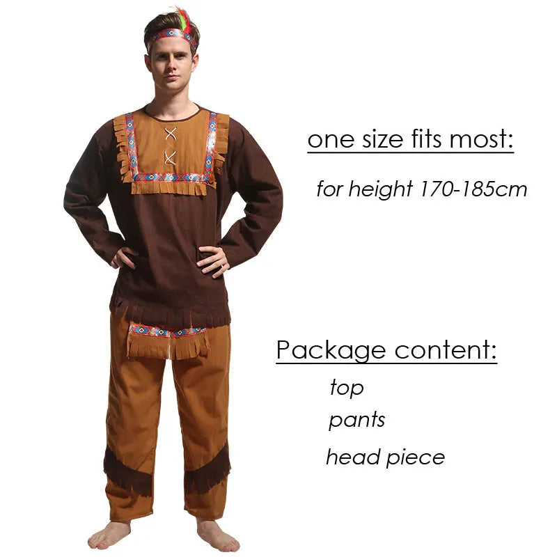 Adult Halloween Cosplay Costumes Indian Primitive Macho Caveman Costume for Men Women Purim Party Mardi Gras - product image 7
