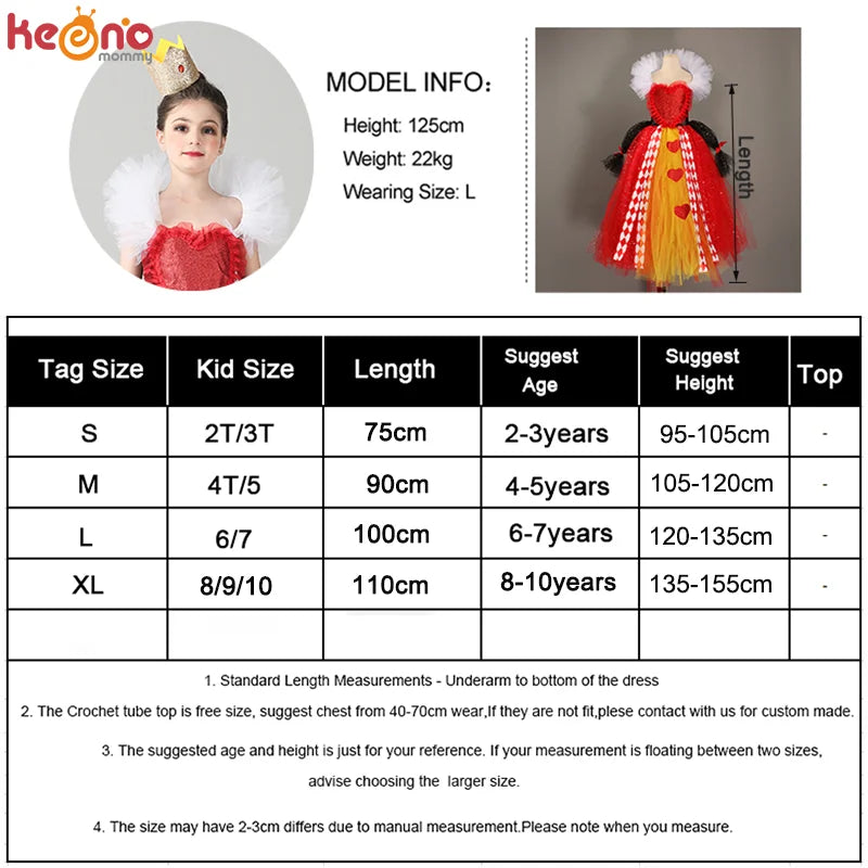 Girls Red Queen Wonderland Halloween Tutu Costume