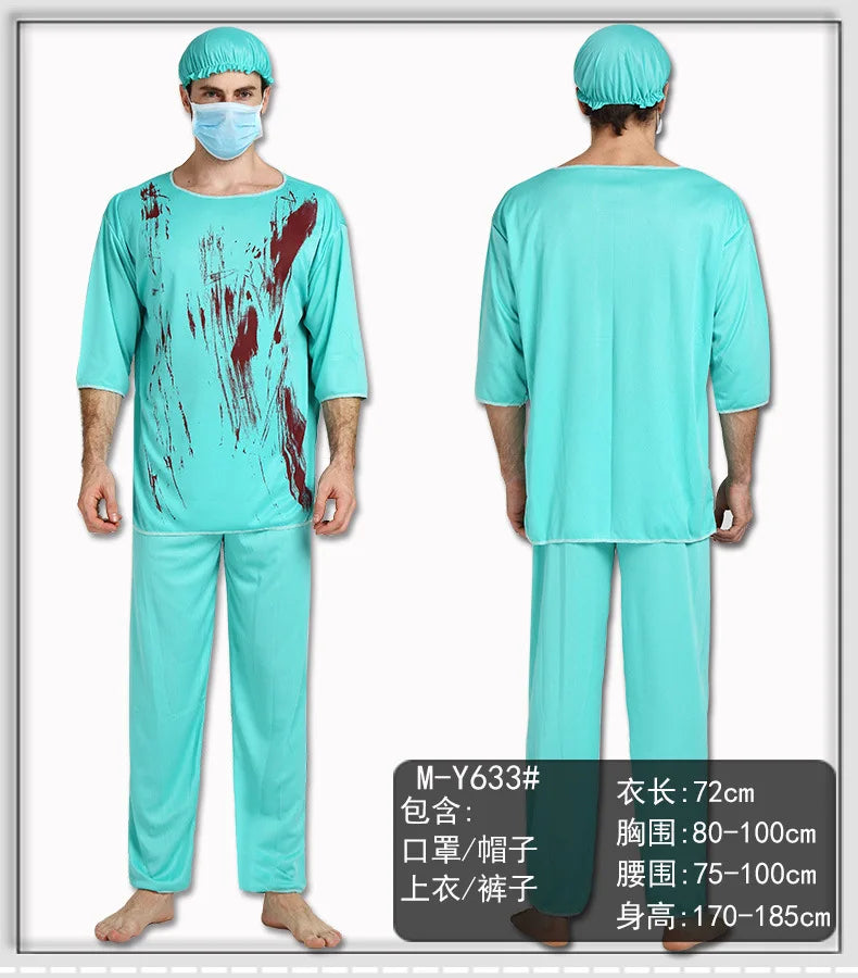 Scary Doctor Nurse Costume With False Blood For Halloween Adult Party - view 6