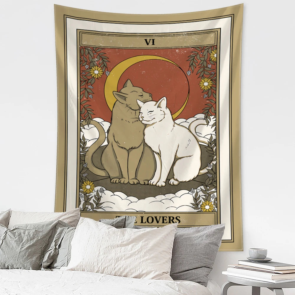 Mystical Cat Tarot Witchcraft Tapestry