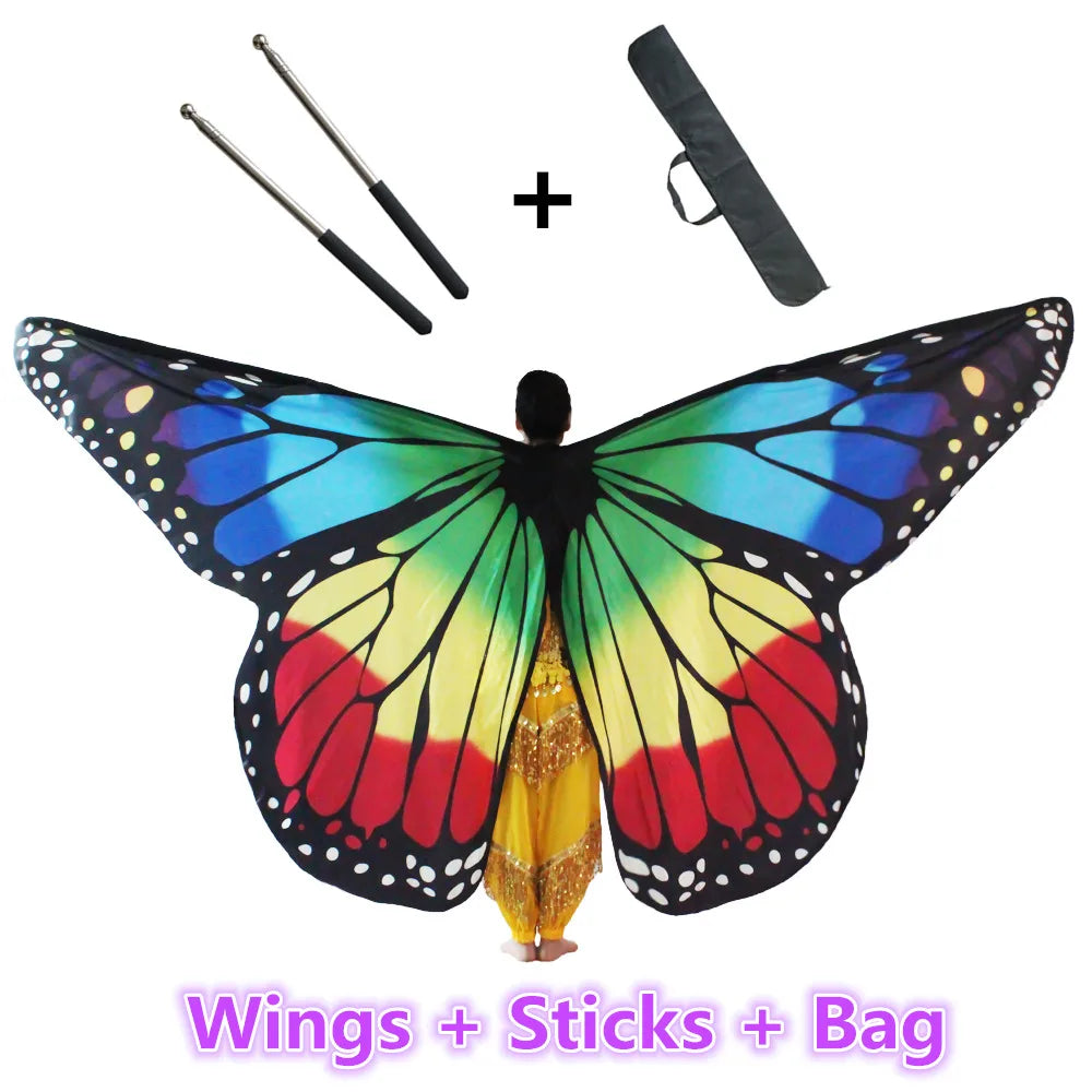 Belly Dance Butterfly Wings Kids Performance Stage Wear Women Dancer Clothes Adult