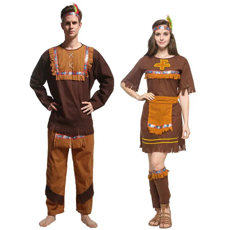 Adult Halloween Cosplay Costumes Indian Primitive Macho Caveman Costume for Men Women Purim Party Mardi Gras - product image 3