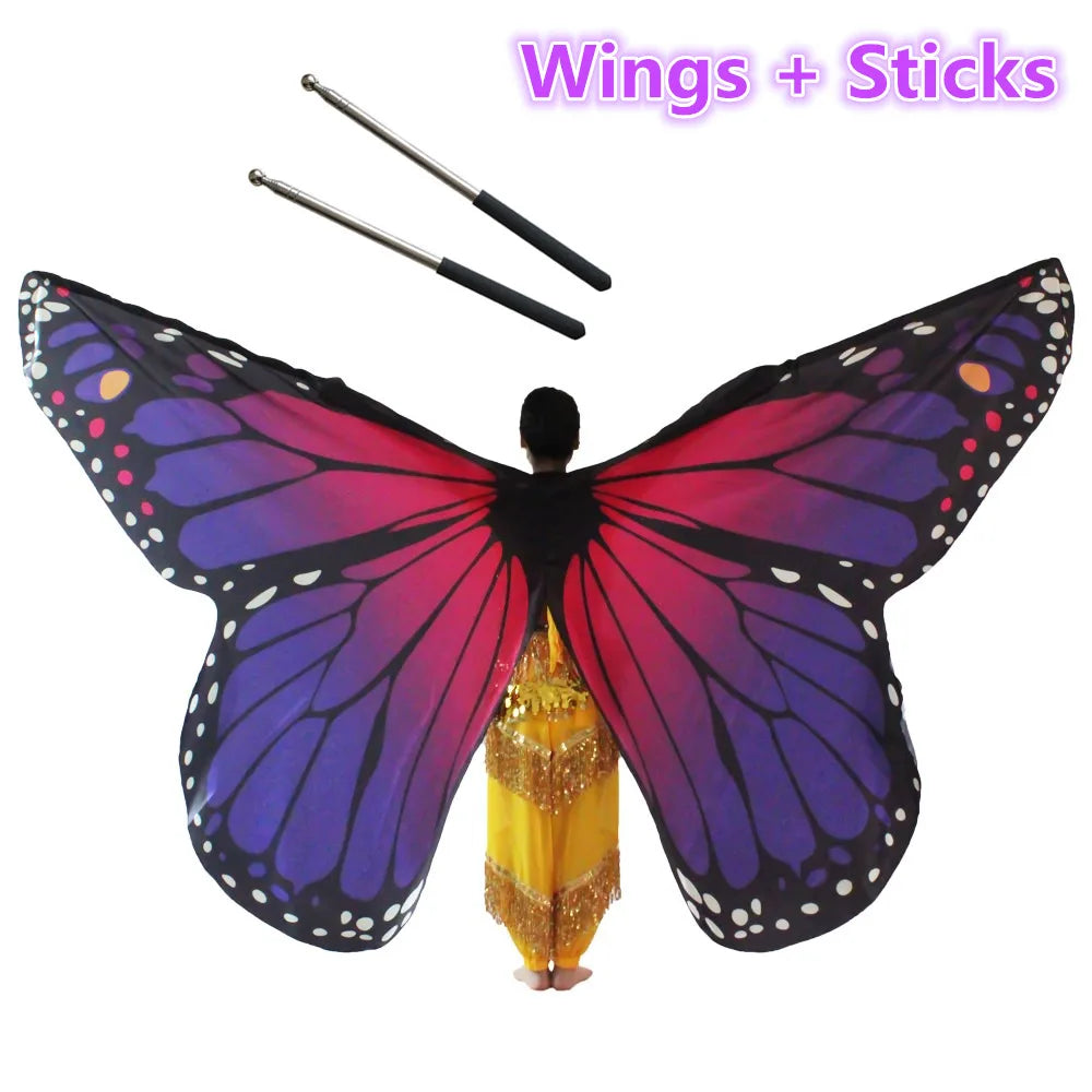 Belly Dance Butterfly Wings Kids Performance Stage Wear Women Dancer Clothes Adult