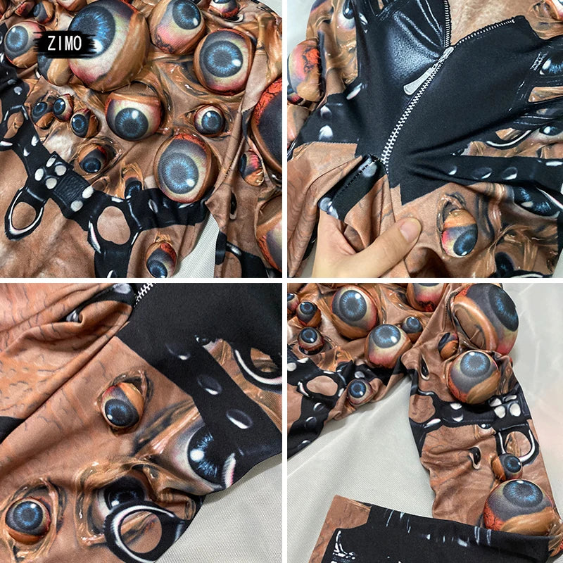 Adult Horror 3D Eye Novelty Jumpsuit Coat Stretch Rompers Costume - alternate view 6