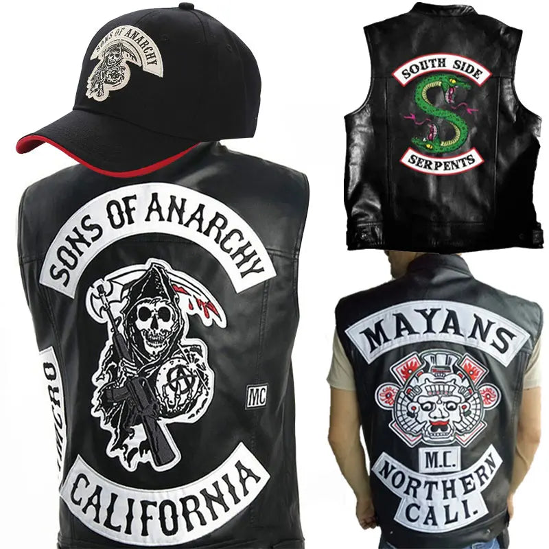 Serpents Waistcoat Sons Cosplay Costume Black Motorcycle Sleeveless