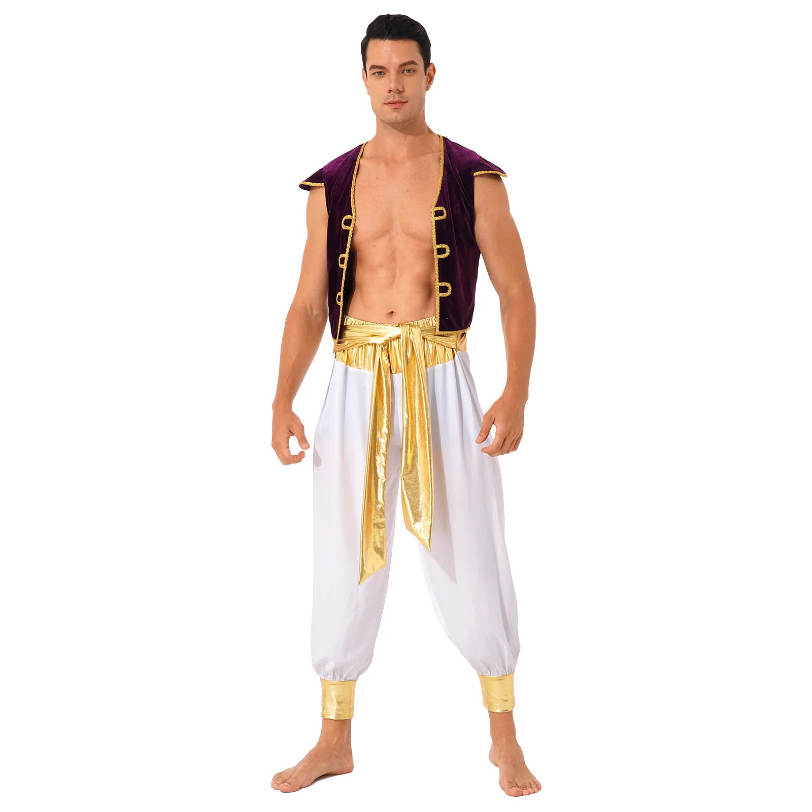Halloween Adult Costume Complete Set Ancient Greek God Gladiator Mythical Prince Aladin - Blue D / XL