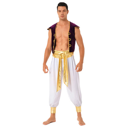 Halloween Adult Costume Complete Set Ancient Greek God Gladiator Mythical Prince Aladin - Blue D / XL