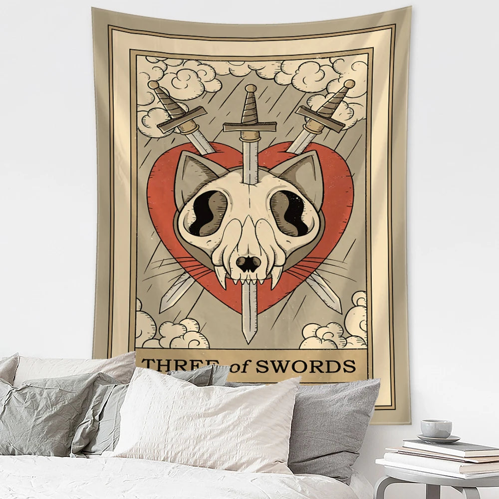 Mystical Cat Tarot Witchcraft Tapestry