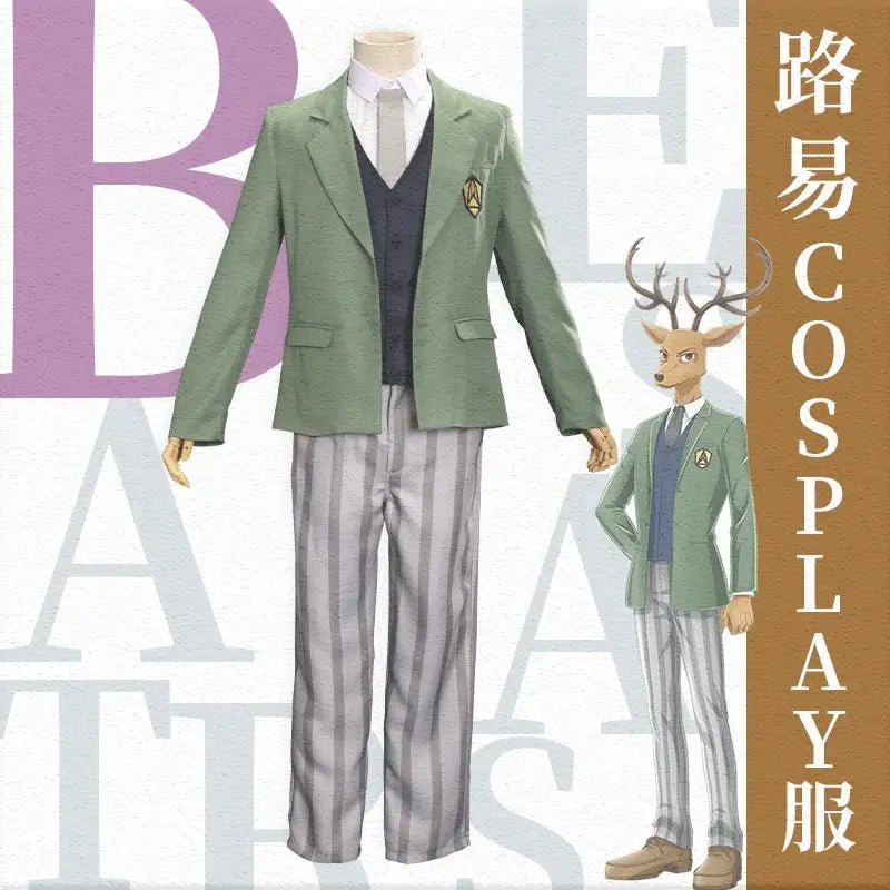Halloween Costume Props Anime Beastars Costume Deer Louis Suit Suit Shirt Vest Pants Tie - L