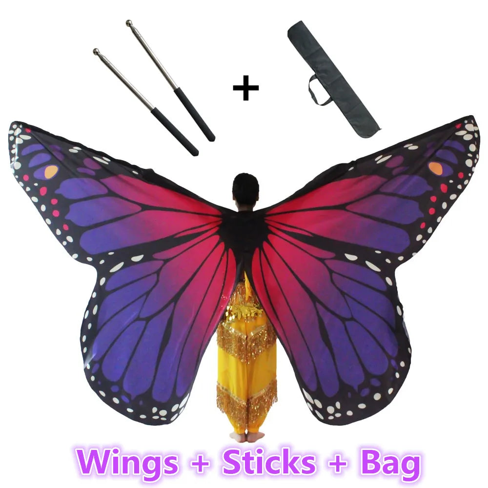 Belly Dance Butterfly Wings Kids Performance Stage Wear Women Dancer Clothes Adult
