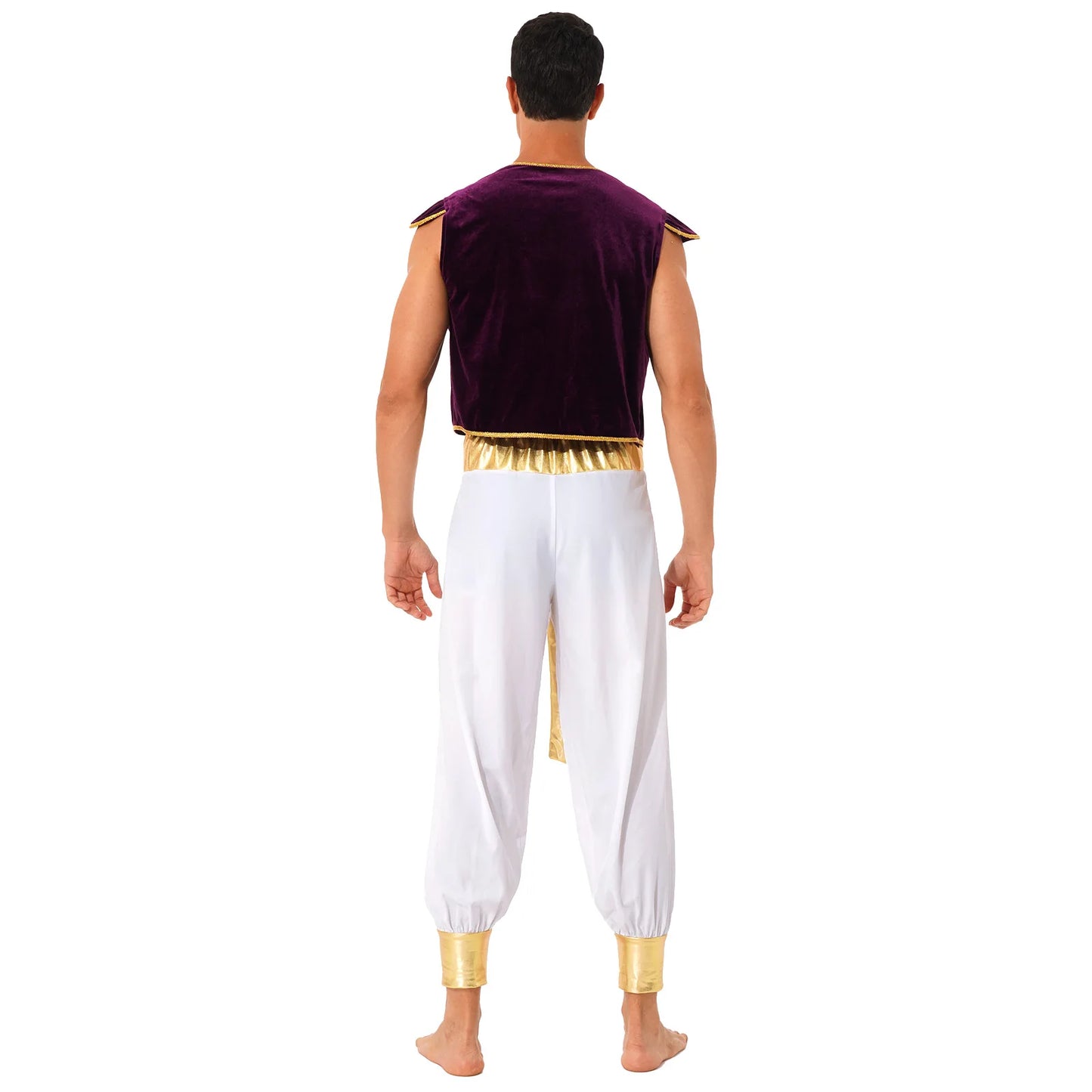 Halloween Adult Costume Complete Set Ancient Greek God Gladiator Mythical Prince Aladin - Burgundy D / XXL