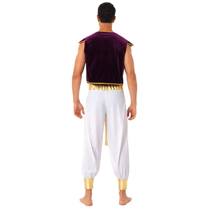 Halloween Adult Costume Complete Set Ancient Greek God Gladiator Mythical Prince Aladin - Burgundy D / XXL