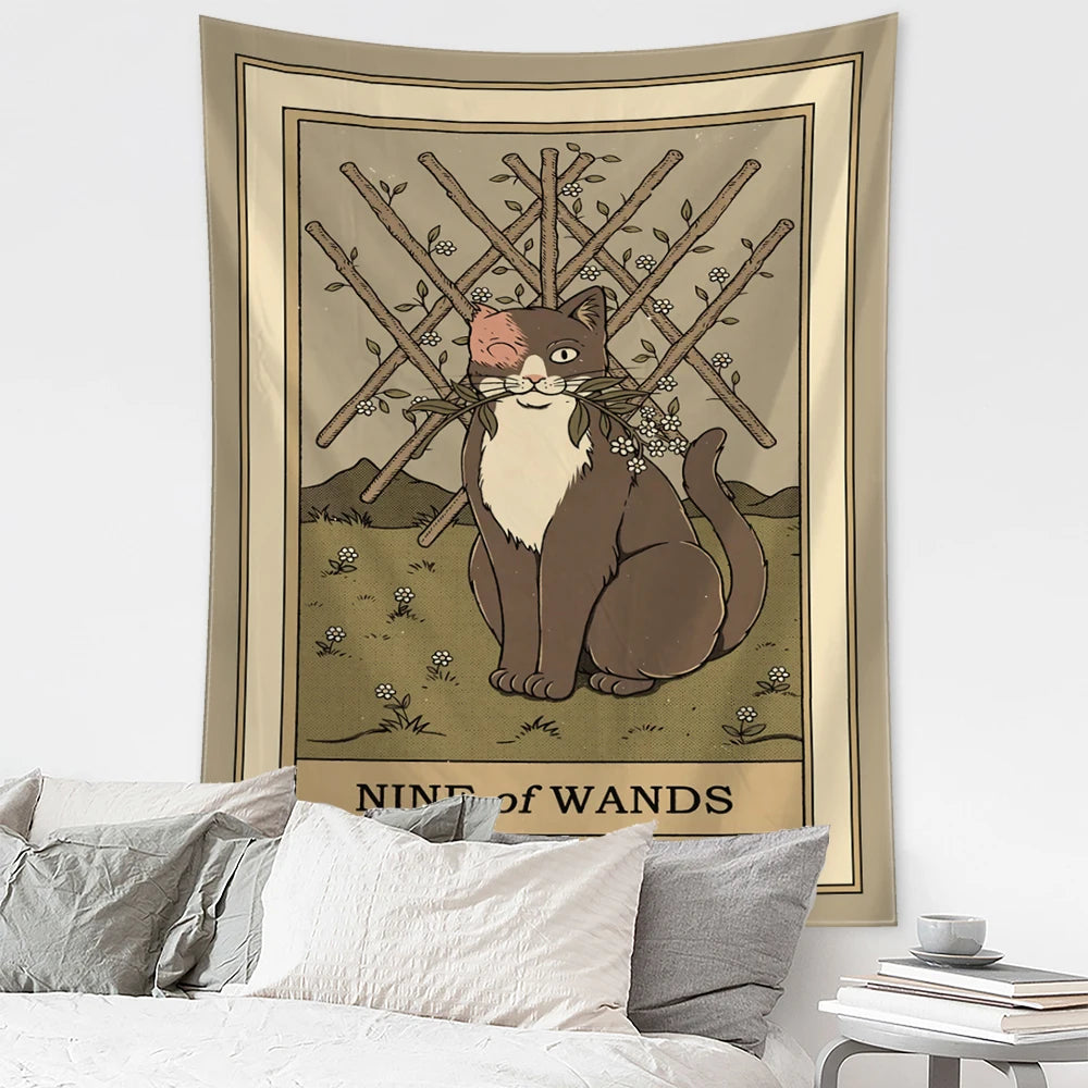 Mystical Cat Tarot Witchcraft Tapestry