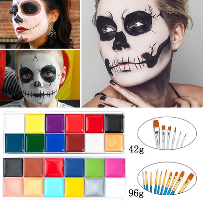 Paint Body Makeup Halloween Face Body Art 12/20 Colors Painting Kit with Brushes Safe Ingredient Available - product image 3