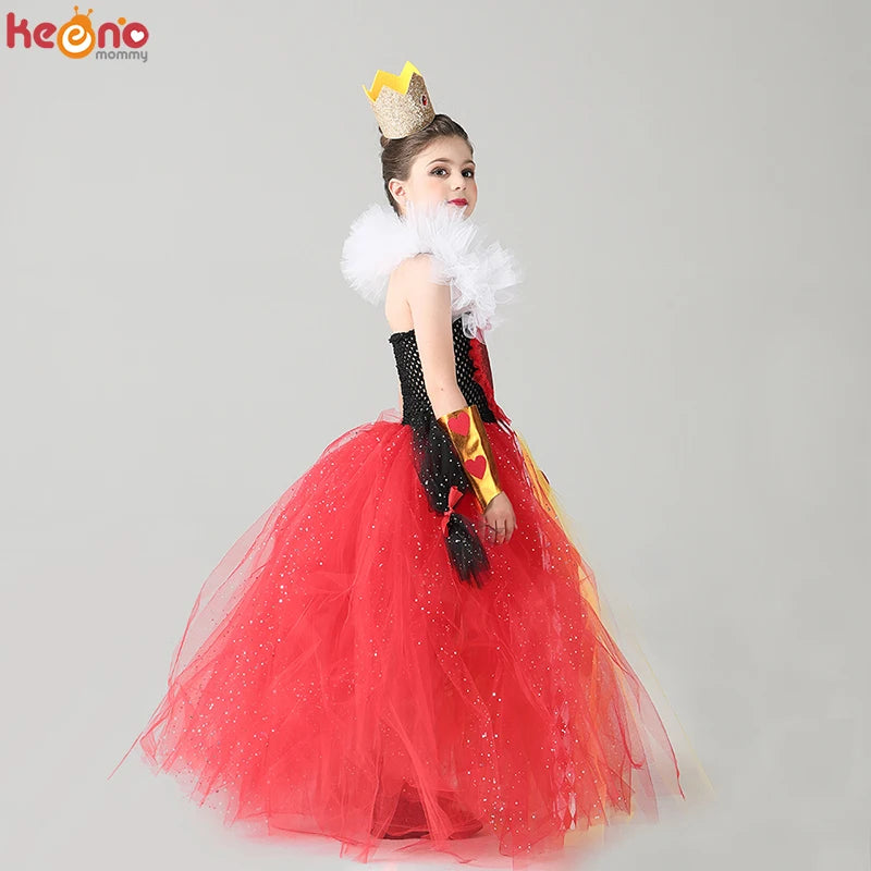 Girls Red Queen Wonderland Halloween Tutu Costume
