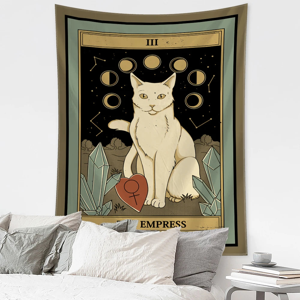 Mystical Cat Tarot Witchcraft Tapestry