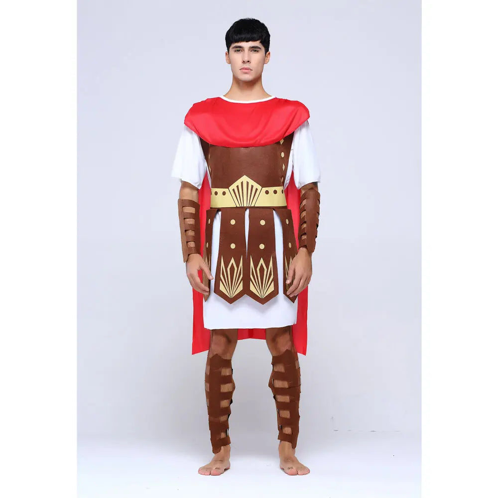 Adult Men Greek Roman Warrior Gladiator Costume Knight Julius Caesar Costumes Halloween - men (no weapon) / One Size Fits Mos