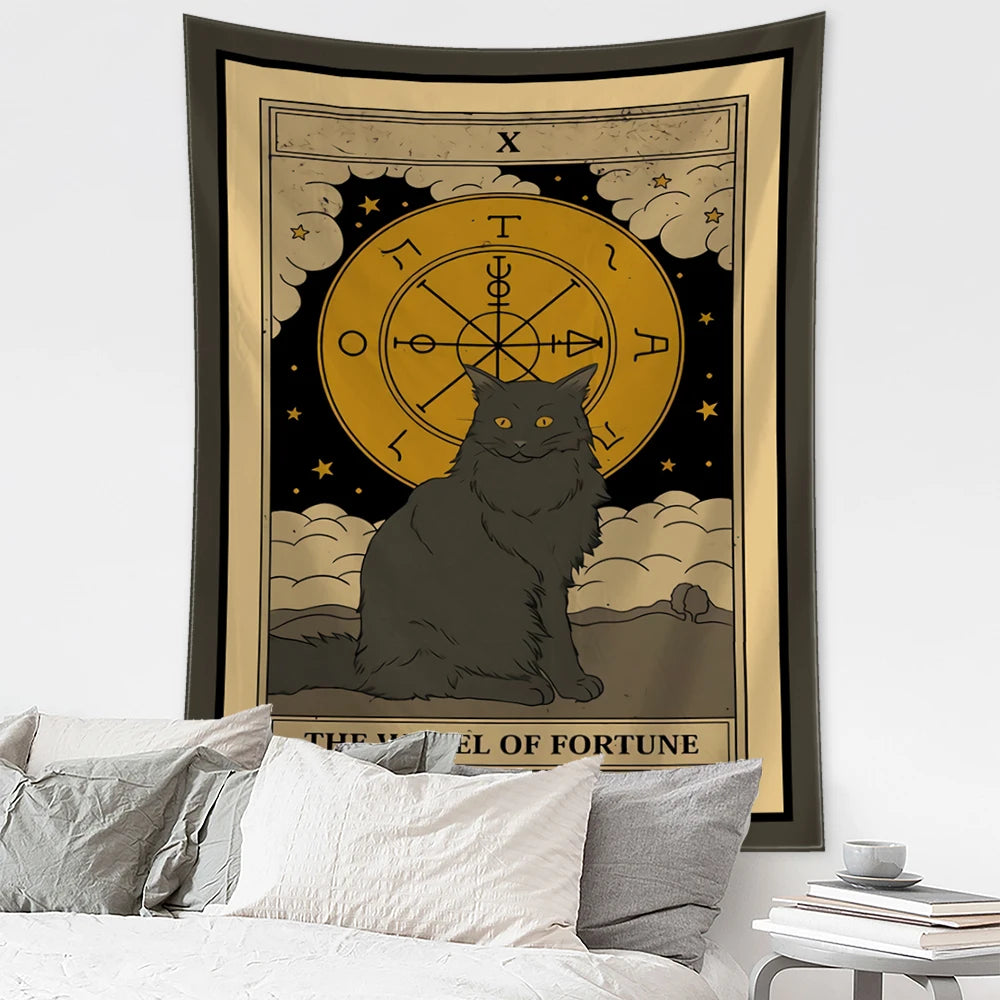 Mystical Cat Tarot Witchcraft Tapestry