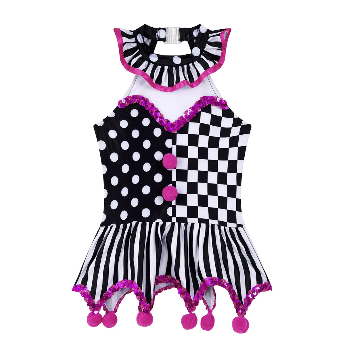 Kids' Clown Evil Jester Twisted Circus Ruffles Halter Tutu Halloween - product image 3