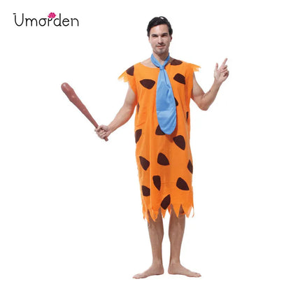 Umorden Adult Man Primitive Savages Caveman Costume for Men Stone Age Fred Flintstone - S(height 165-175cm)