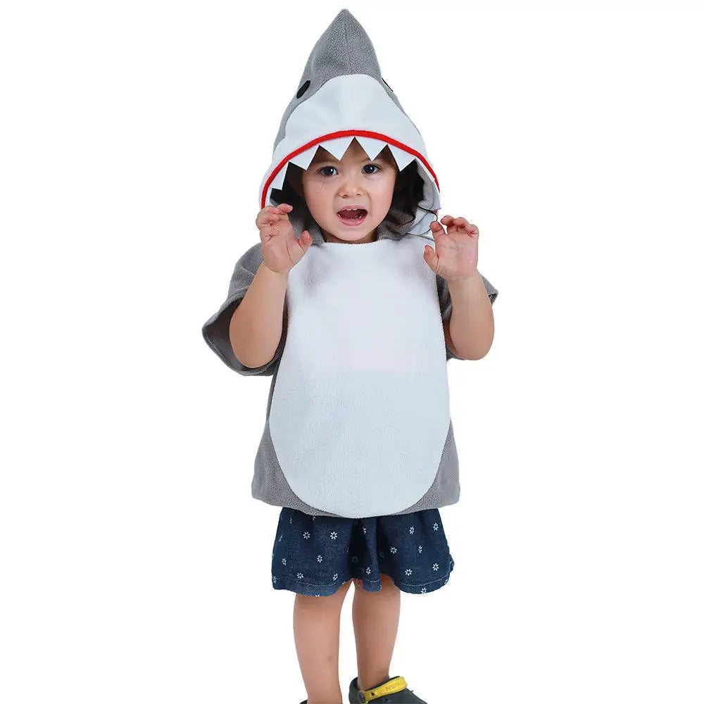 Eraspooky 1-6T Gray Shark Cosplay Hoodie Halloween Costume For Boy Toddler Christmas Fancy Dress Girl Sharks Candy Bag