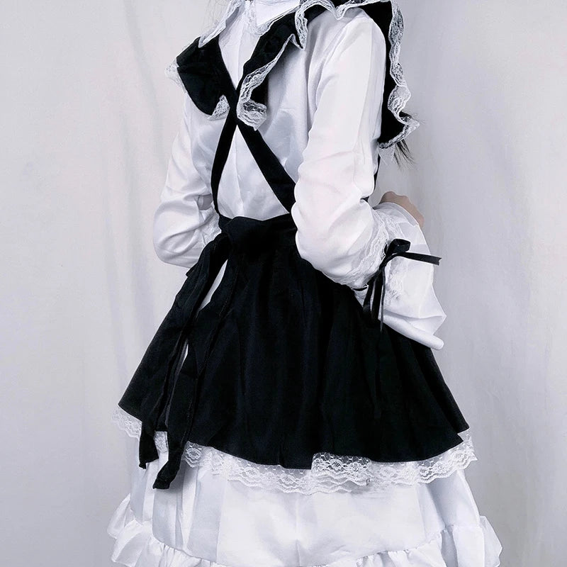 Women Maid Outfit Lolita Costume Cute Sexy Erotic Kawaii Cafe Costume Black White Men - Women Size / M