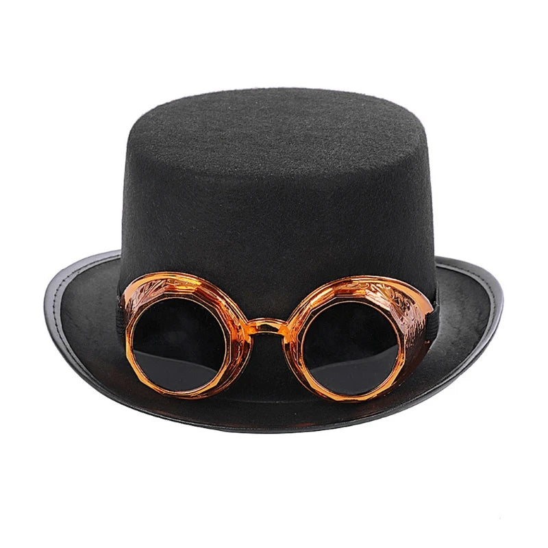 Victorian Steampunk Gothic Top Hat with Detachable Goggles Bowler Jazz Cap Halloween Cosplay Carnival Costume - product image 10