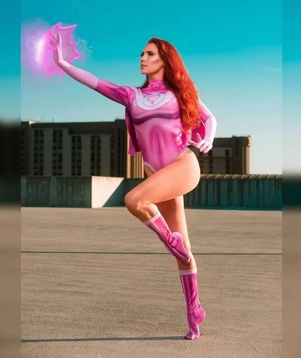 Pink Superhero-Inspired Costume Costumes Outfits Woman Girls Zentai Bodysuit